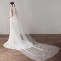 v621 new design 5 meter and 3 meter wedding veil long bridal cathedral wedding veil with double shoulder combs