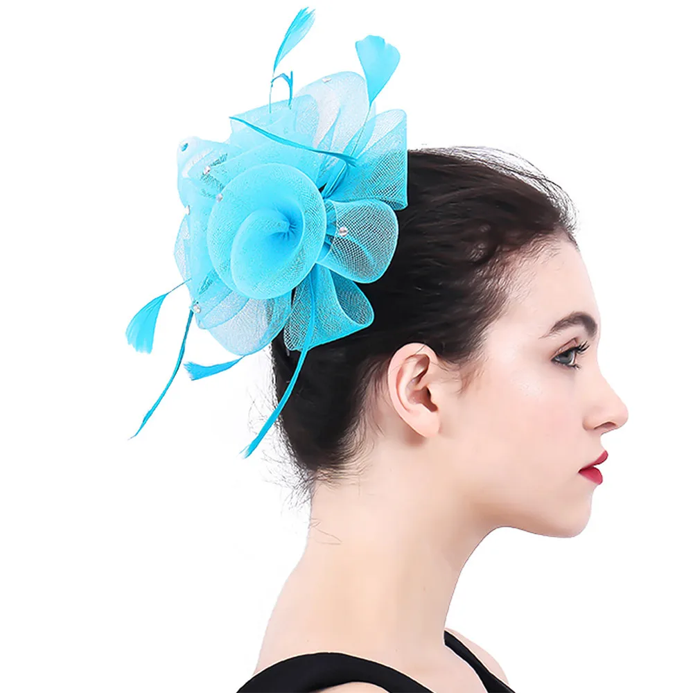 

church Party Sky Blue Crinoline Fascinators Hat Hair Accessories For Wedding Kentucky Derby Ascot Races New Arrival SYF395