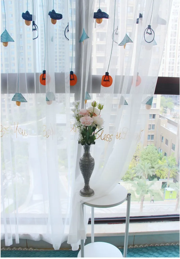 Занавеска на окна с вышивкой для детей газовая Штора гостиной спальни