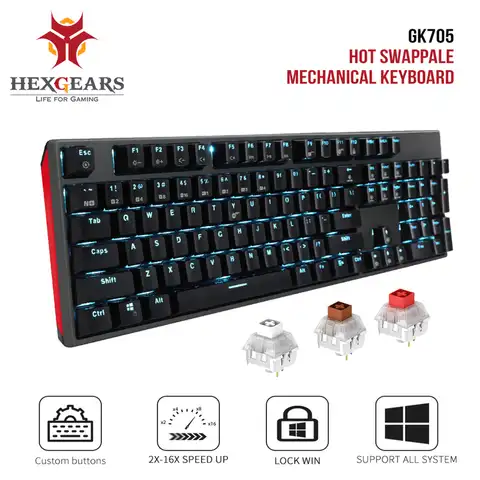 Hexgeards GK705 104 клавиш водонепроницаемый Kailh коробка переключатель механическая клавиатура Горячая замена LOL Механическая игровая клавиатура