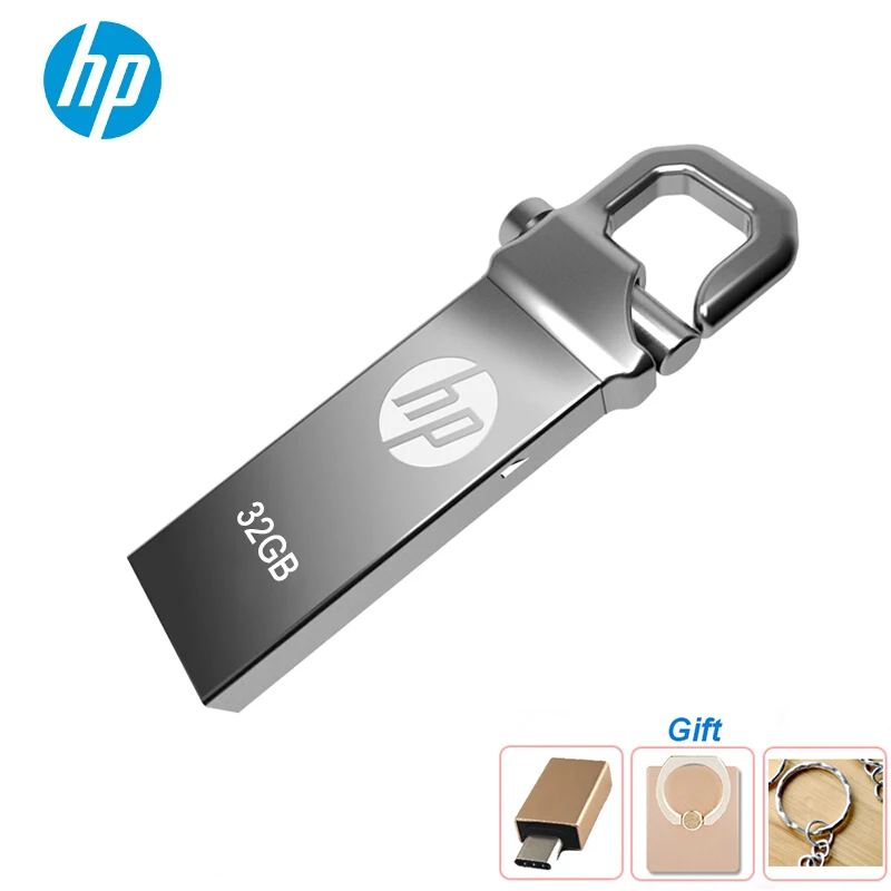 Оригинальный HP V250W водонепроницаемый металлический USB флэш накопитель 64 ГБ pendrive 32