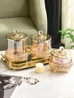 nordic metal crystal candy jar with lid cover kitchen food storage bottles glass container tea box home decoration accessories