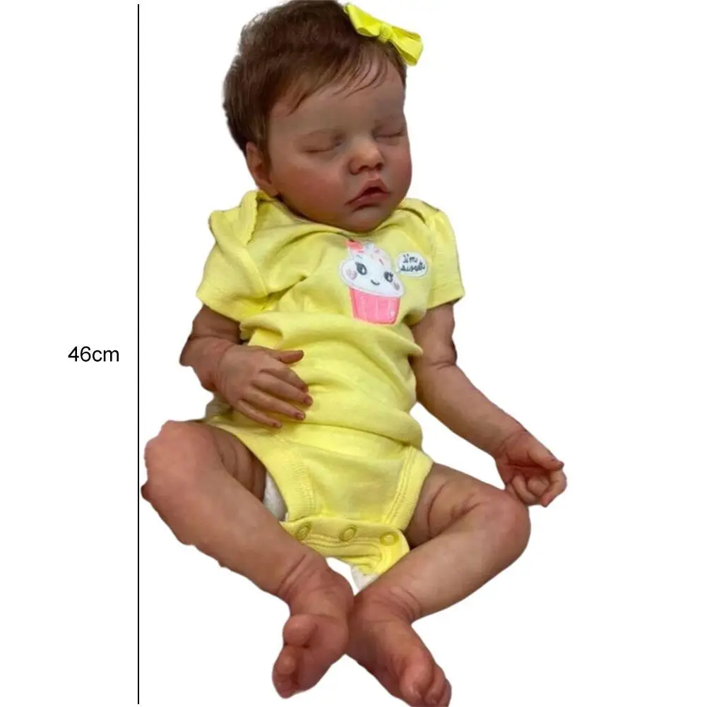 

46cm Realistic Doll Full Soft Silicone Vinyl Toddler Babies Lifelike Girl Birthday Gift Toy For Boys Girls Reborn With Cloth