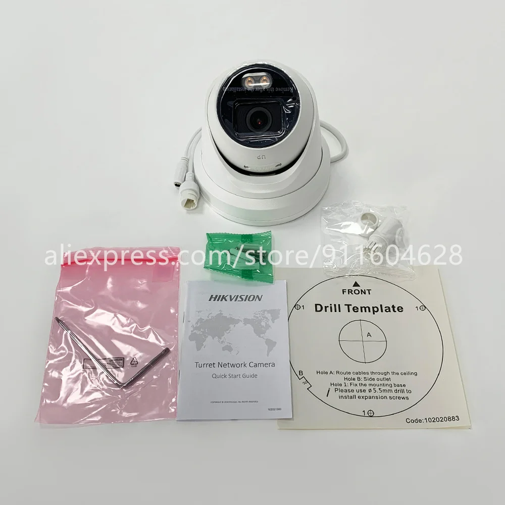 Built-in microphone 4MP DS-2CD2347G2-LU Better than DS-2CD2347G1-LU Hikvision ColorVu IP Camera POE Turret Full Color | Безопасность и