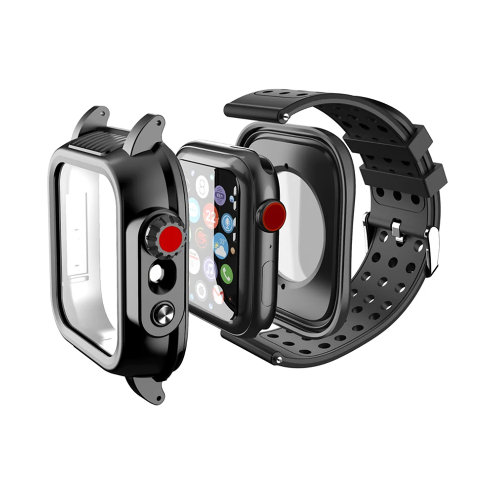 Водонепроницаемый Чехол IP68 с силиконовым ремешком для Apple Watch SE 6 5 4 40 мм 44