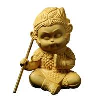 7cm chinese monkey king figurines boxwood statue sun wukong wood carved decor figurine wooden mythology figure miniature gift
