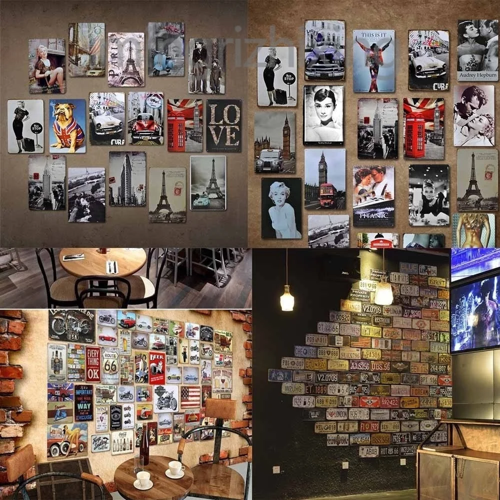 

Service Retro Metal Tin Signboard Poster Home Garage Board Cafe Bar Motel Art Wall Decoration Customizable Rectangle 12*8 Inchs