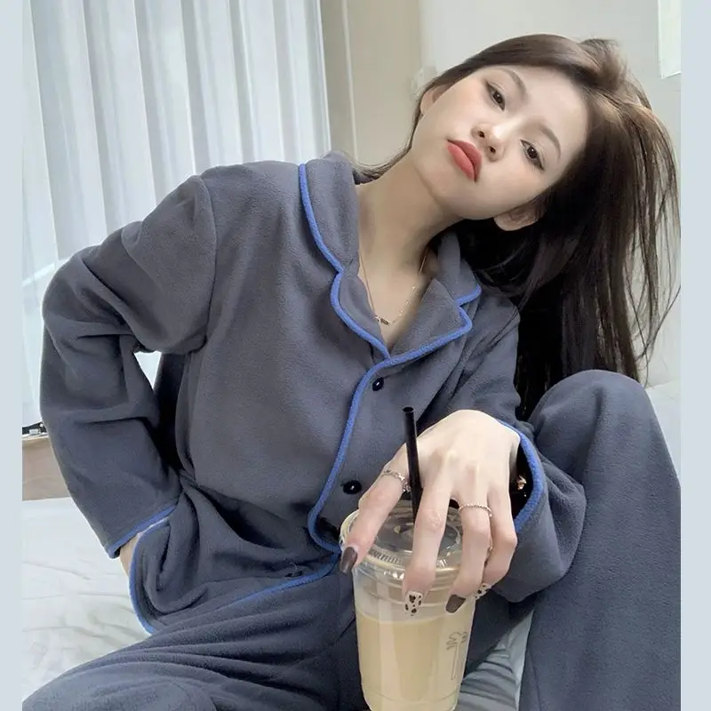 

Женский Велюровый костюм QWEEK, однотонный комплект из 2 предметов, зимняя Пижама, одежда для сна, пижама на весну и осень, ночное белье, Неглиже