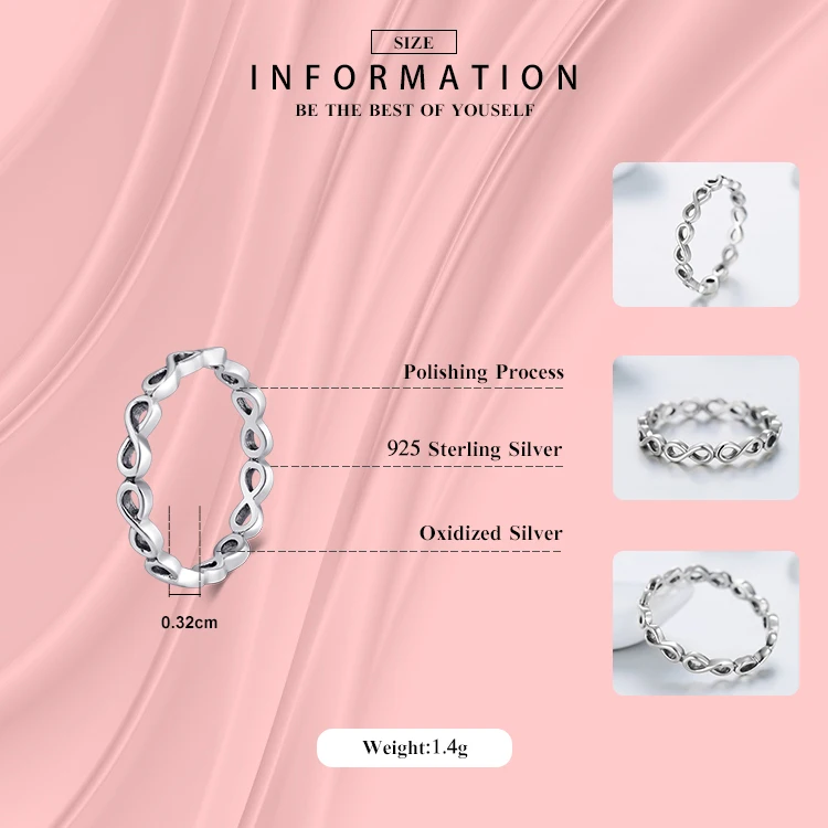 Женское Винтажное кольцо Mobius однотонное из серебра 2021 пробы 925|fine jewelry|solid 925 sterling