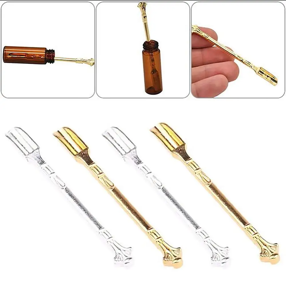 

4Pcs/Set Exquisite Carved Metal Mini Shovel Medicine Powder Salt Snuff Spoons Milk Tea Spoon Gold Teaspoons Kitchen Gadgets