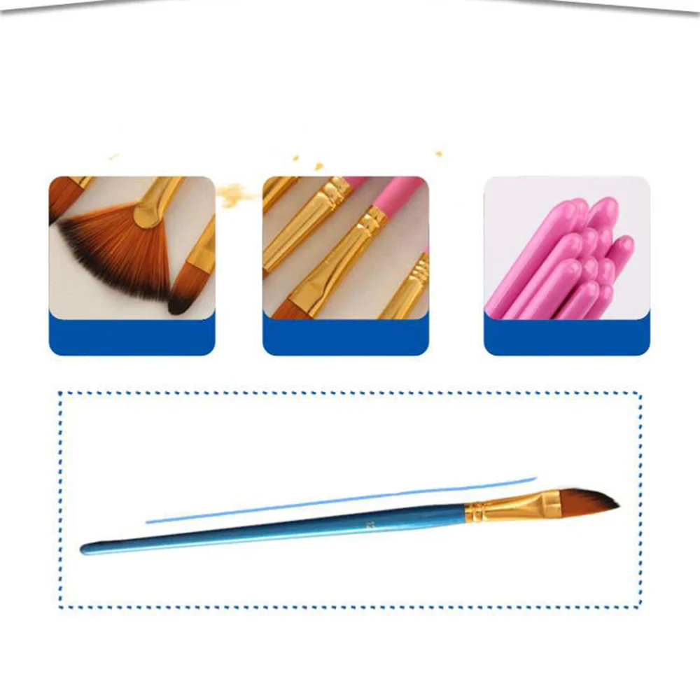 

12Pcs Nylon Hair Art Paint Brush Set for Pigment Watercolor Painting Drawing (Rose Red)