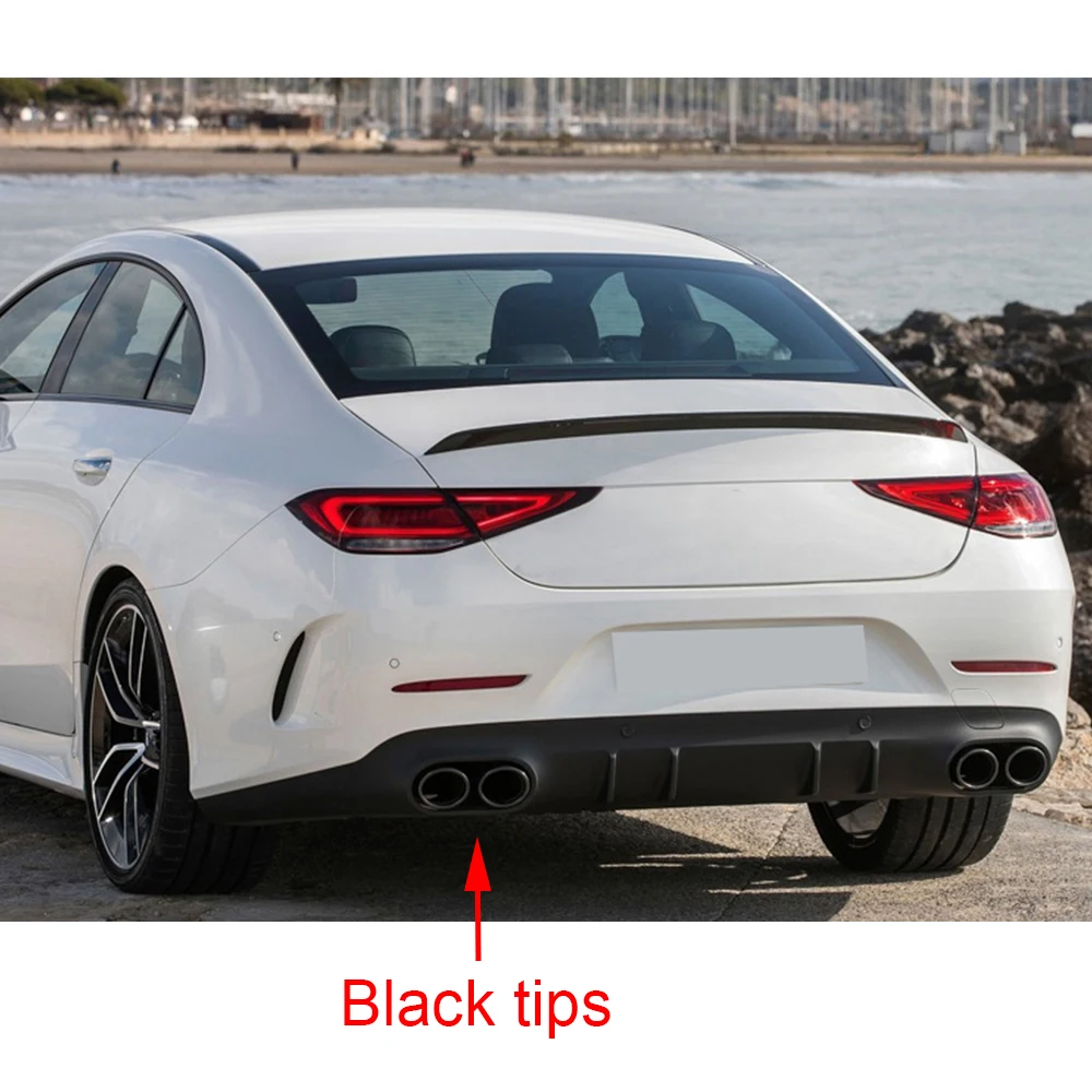 ПП черный задний бампер диффузор спойлер для Mercedes-Benz CLS класс C257 Спорт Non CLS53 AMG задний бампер диффузор - Color: with black tips