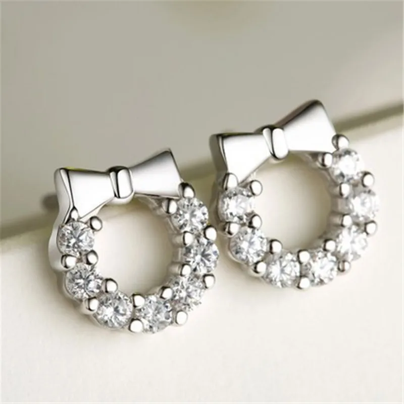 

Женские серьги-гвоздики из серебра 925 пробы с бантиком