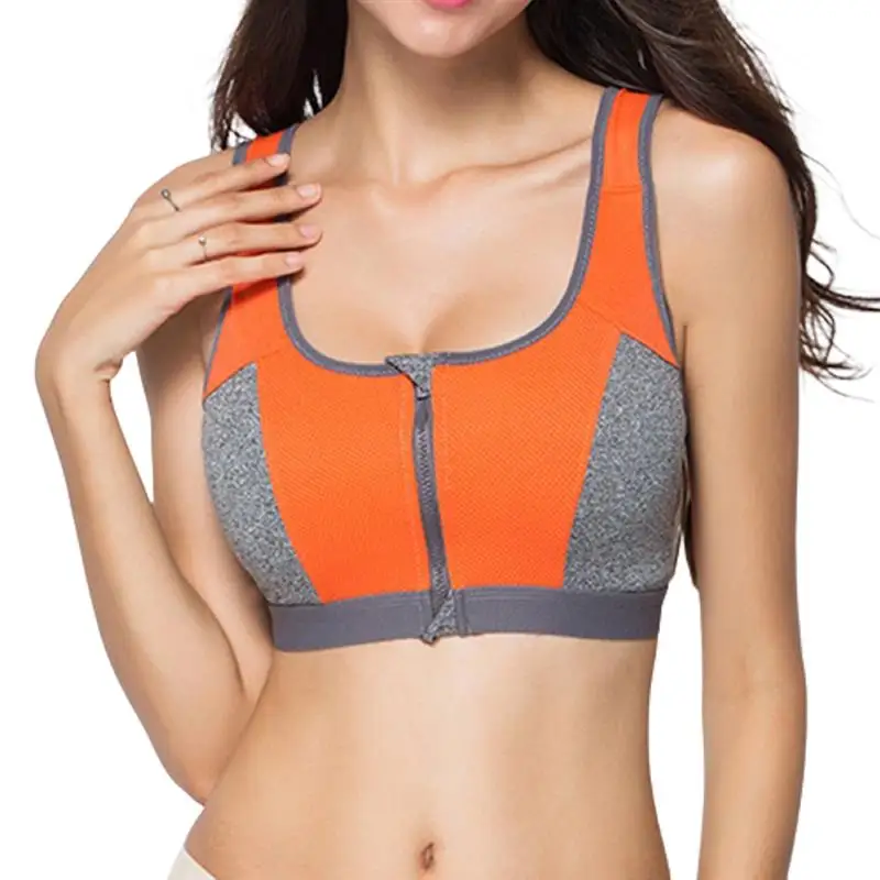 

Sports Bra with Zip-fastener Women Fitness Wireless Bra Running Padded Tops Push Up Vest Shockproof Breathable Gym Running Tops