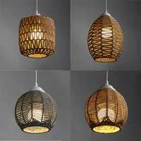 pendant light shade natural chandelier lampshade rope weave bulb cage guard handmade light cover for living room bedroom 87ha