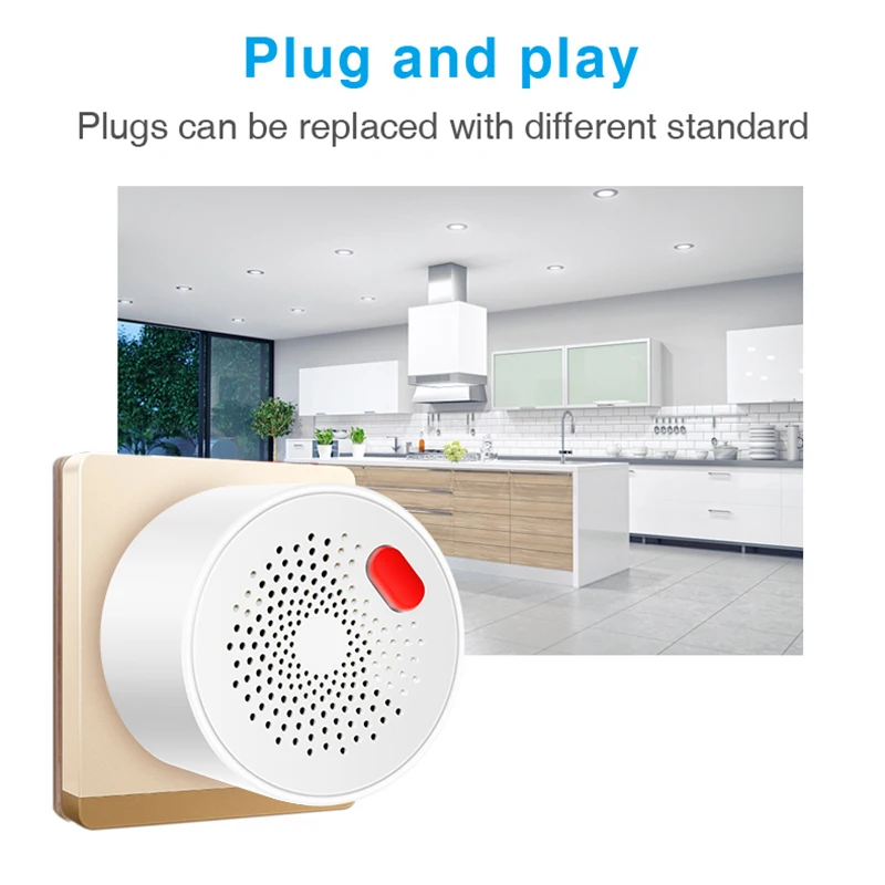 

Tuya Smart High Sensitivity Combustible Gas Detector US/EU/UK Gas Alarmer Home Security Gas Sensor For Kitchen Gas Detection