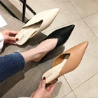 Шлепанцы женские летние бежевые, серебристые, розовые, на низком каблуке, с острым закрытым носком, 2021