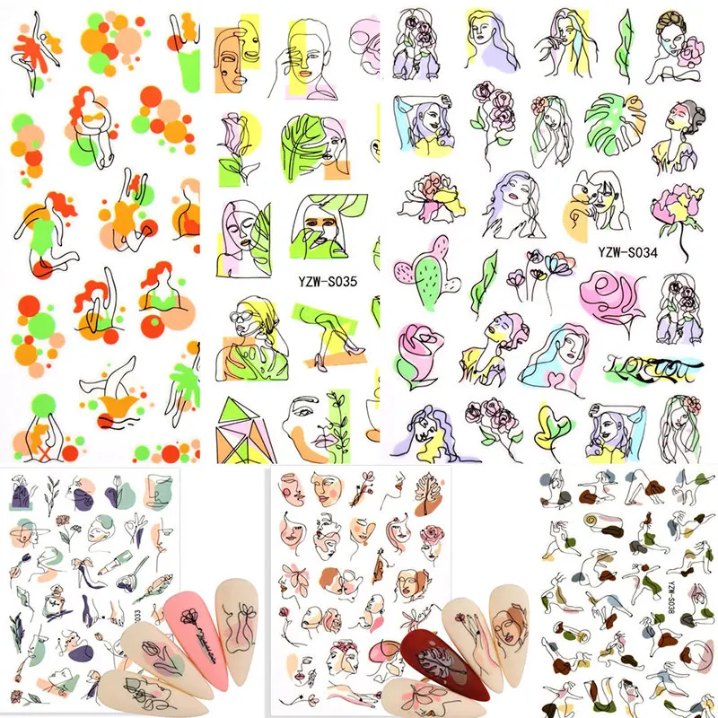 Набор наклеек и переводных картинок для ногтей геометрический узор засушенные