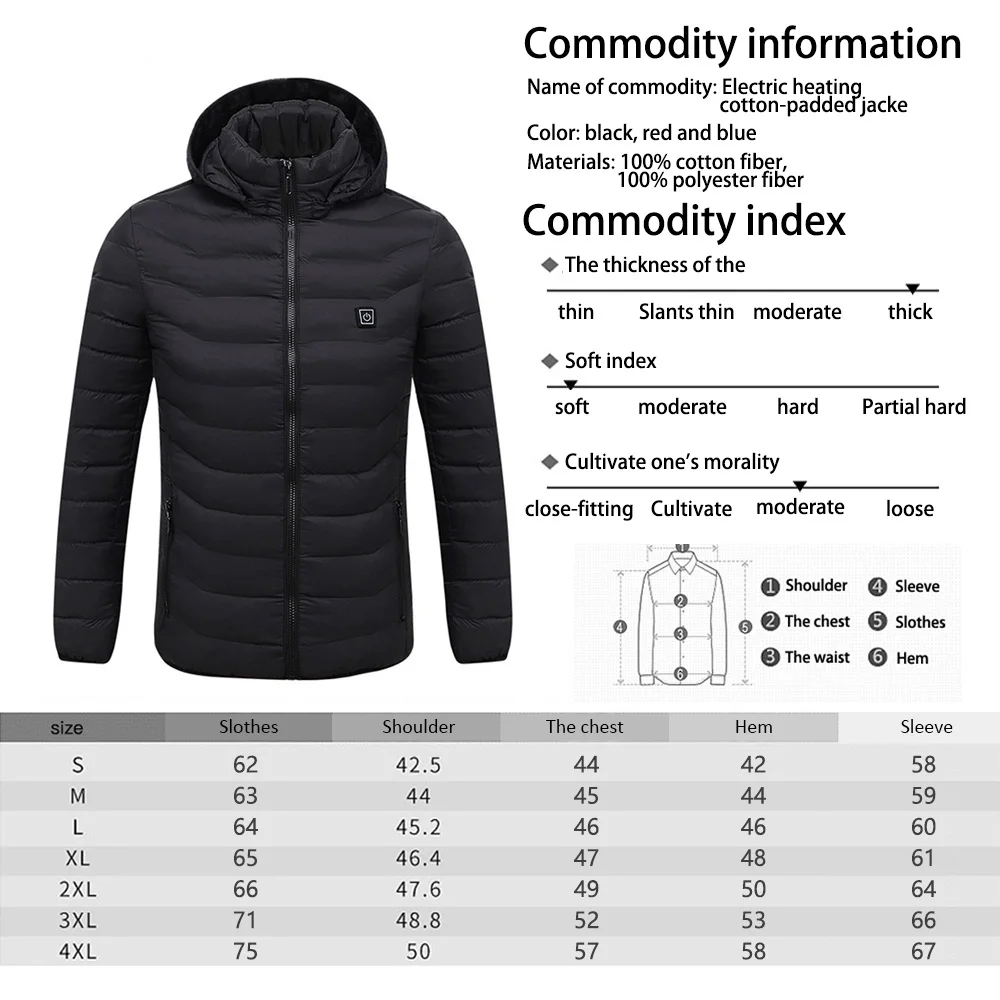 

2/4/7/8/9 Areas Heating Jacket USB Men's Women's Winter Outdoor Electric Heating Jackets Heatable Vest Outdoor for motorcycle
