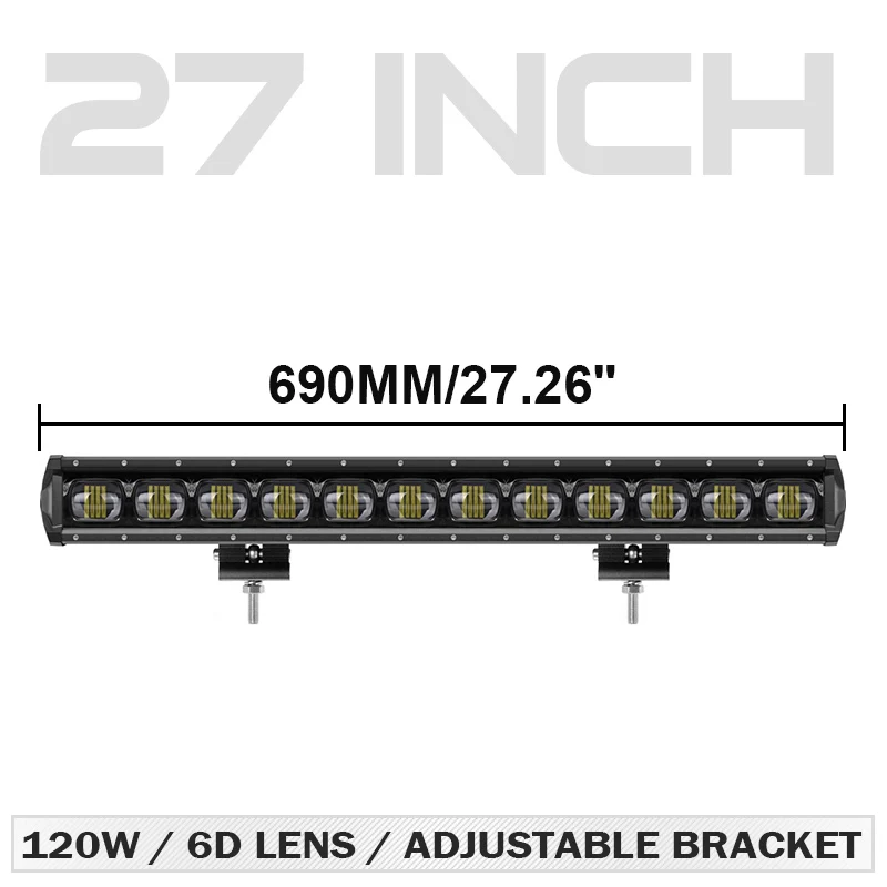 27 inch Led Bar 6D объектив 8 14 20 27 33 40 дюймов Однорядный светодиодный светильник для внедорожника 4WD ATV UAZ Точечный светильник 12 В 24 В для вождения рабочий светильник для модернизации автомобиля - Цвет: 27 inch Led Bar