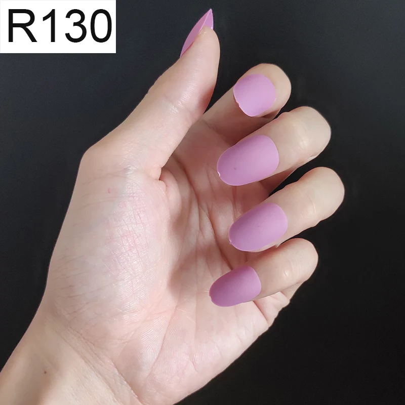 R130 Round x 1PC 24 шт./компл. стилет балерина гроб круглый овальной формы с полным покрытием матовая накладные ногти для ног, мягкая на ощупь, накладные ногти искусственные ногти Нейл Арта, набор - Цвет: R130 Round x 1PC