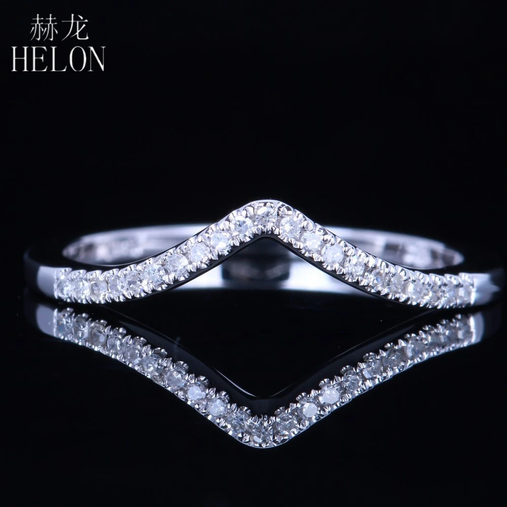 

HELON Diamond Ring Sterling Silver 925 0.13CT Round Genuine Natural Diamonds Wedding Women Trendy Fine Jewelry Diamond Ring
