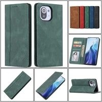 solid color business walletflip ultra thin leather phone case for xiaomi poco m3 10 11pro lite card slot wallet shockproof cover