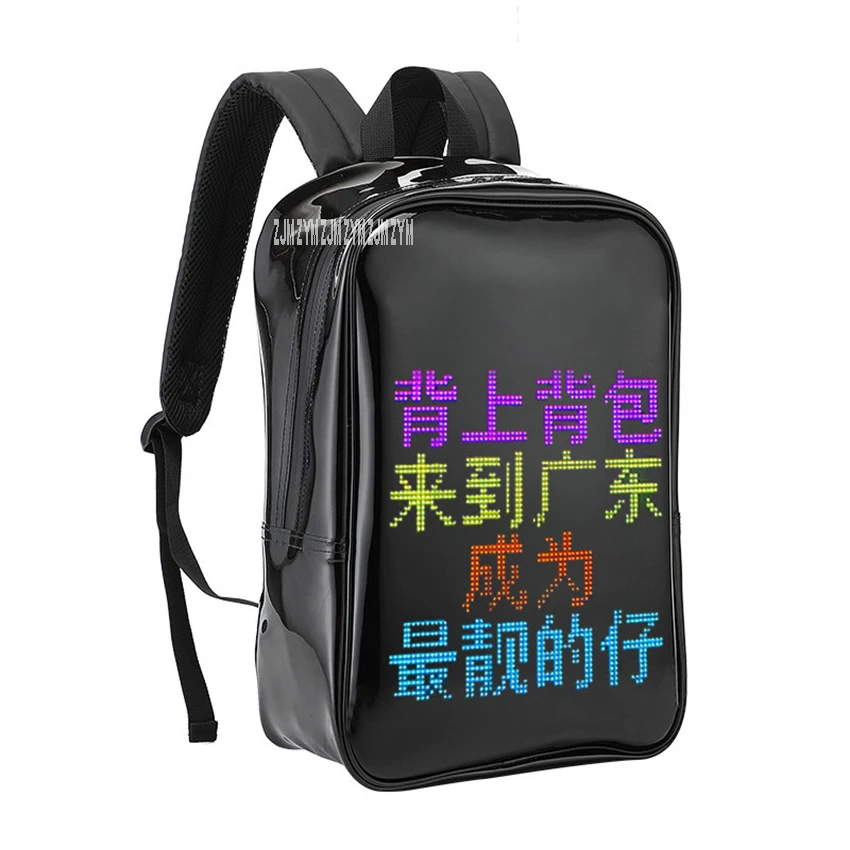 PU Transparent Fabric App Control Dynamic Led Display Screen Walking Billboard Shoulders Bag Text Editing Advertising Backpack