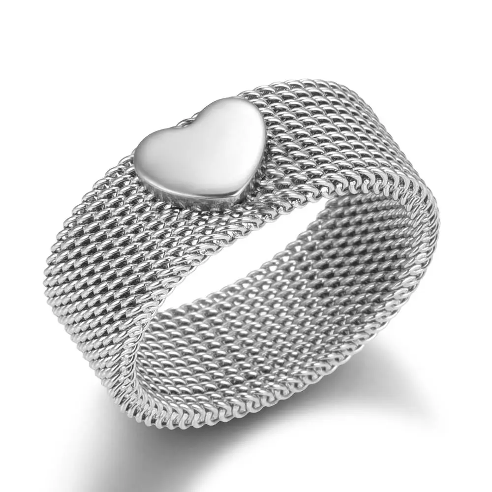 Медвежонок кольцо симпатичное маленькое сердце из нержавеющей стали сетка cool