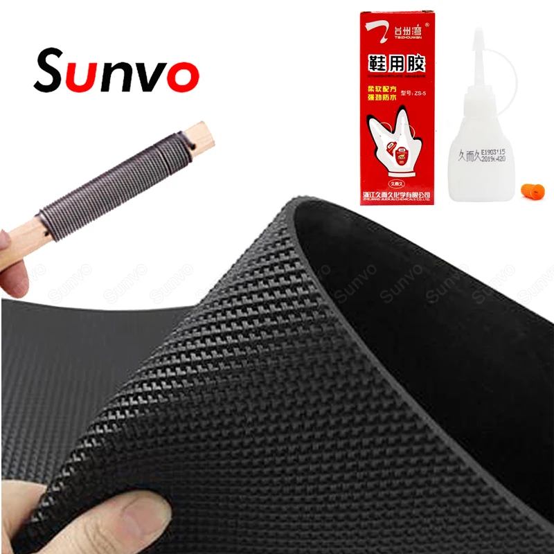 3pcs Rubber Shoe Soles Kit for Repair Shoe Sole Tool Anti Slip Outsoles Patch +1 Glue +1 Sole File Knife Shoe Accessories Set