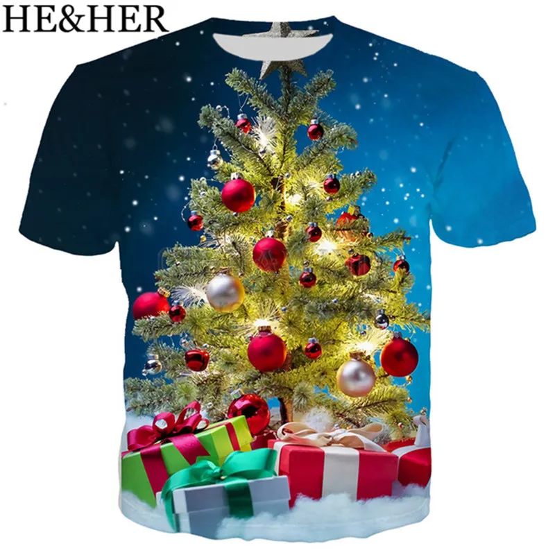 4 New arrive popular merry christmas t shirt men women 3D print fashion cool hip hop tshirt streetwear casual summer tops - Цвет: 4