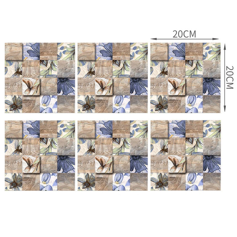 

6pcs/lot Simulation Mosaic Tiles Wall Sticker For Kitchen Cupboard Wallpaper Waterproof Wallpaper Creative Tile DIY Stickers