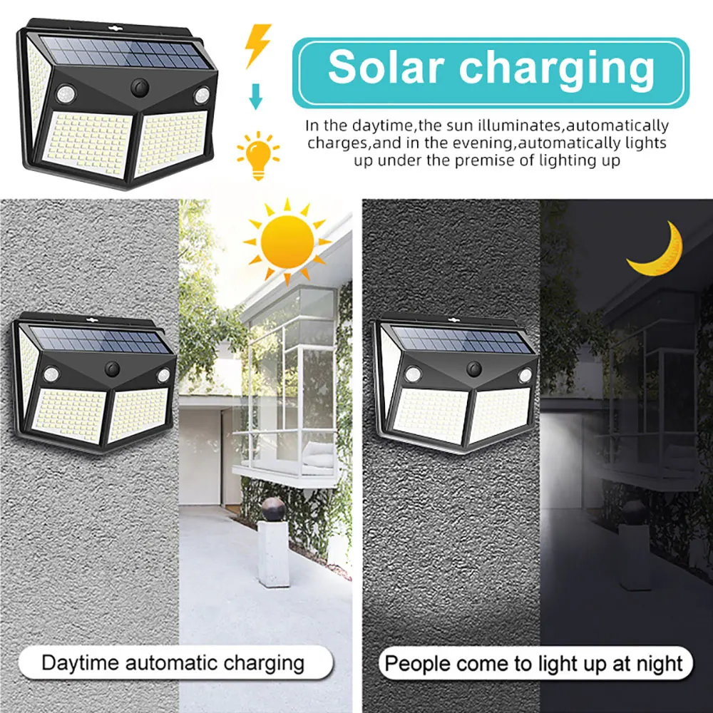 1/2/3/4 шт. настенный светильник на солнечной батарее с датчиком