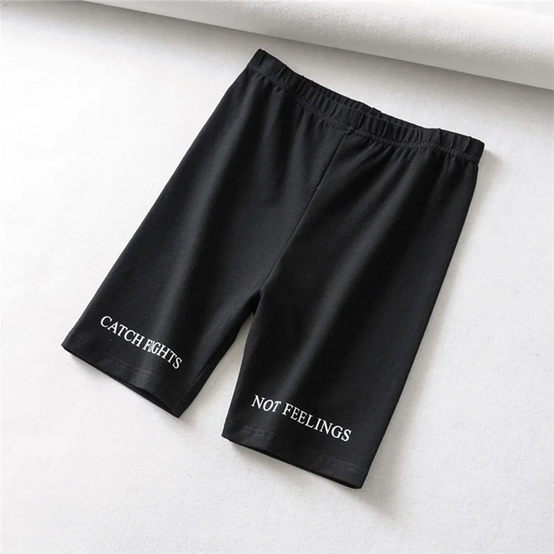 

Summer biker shorts 2021 women elastic waist skinny fitness korean casual sexy Letter print black shorts pantalones black