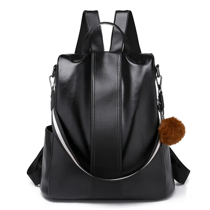 Black Sac A Dos женский рюкзак из искусственной кожи, Противоугонный рюкзак, повседневный ранец, сумка на плечо, дорожная сумка для девочек, Mochila Feminina - Цвет: Black