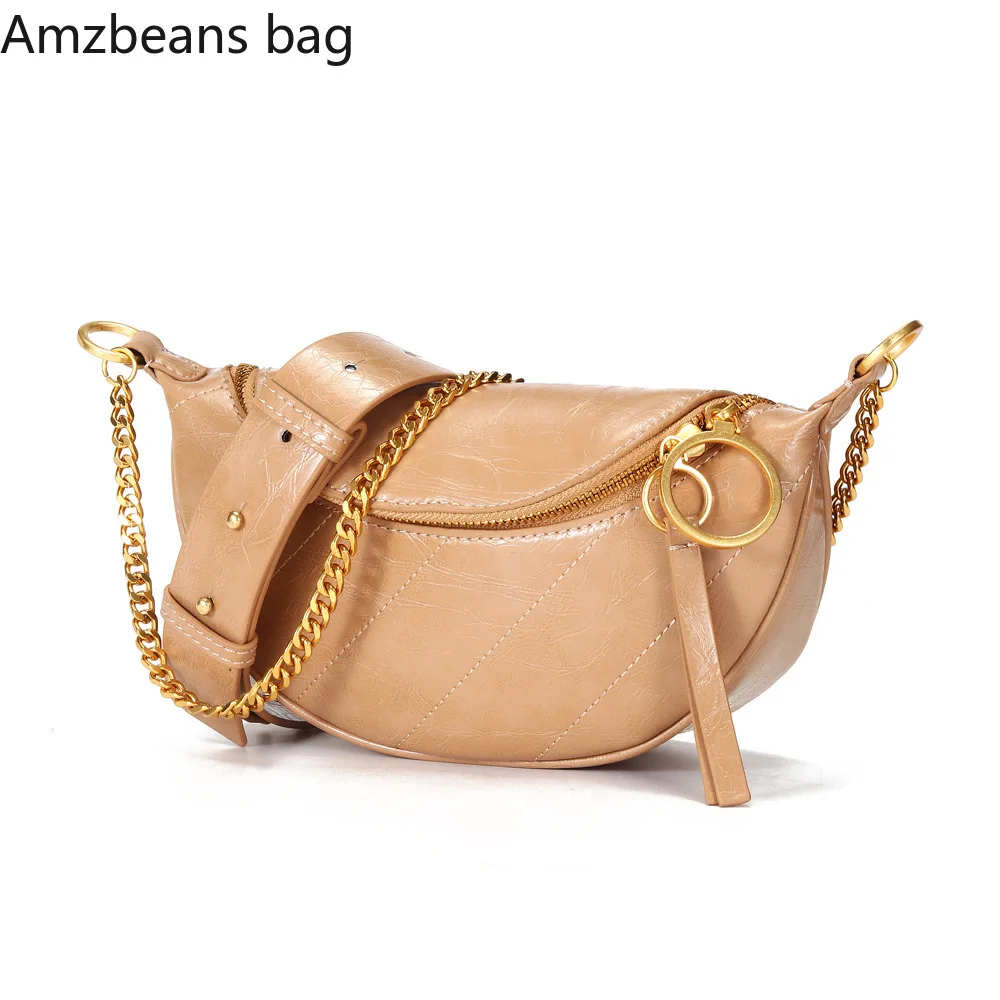 

Amzbeans Belt Bag CN(Origin) Genuine Leather Waist Packs Fashion Solid Waist Bags for Women 2021