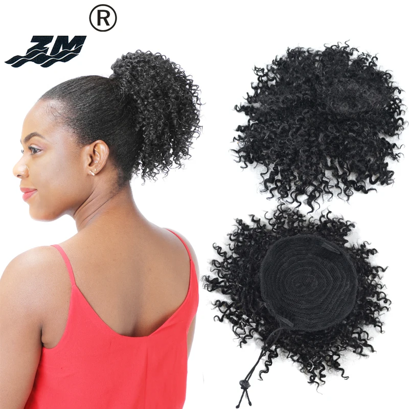 

ZM Ladies Elastic Chignon Hairpiece Natural Kinky Curly Hair Buns Chignon Accessories Synthetic Hair Extensions For Women 100g
