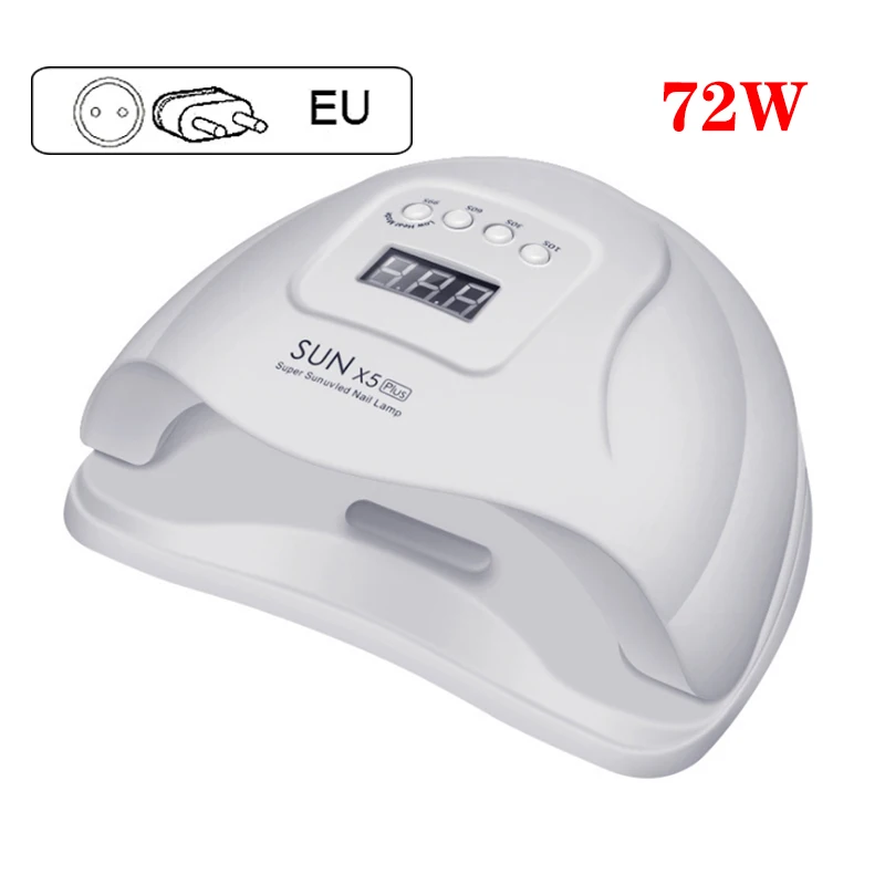 white EU Plug 72 Вт SUN X5 Plus УФ светодиодный светильник для ногтей сушилка с ЖК-дисплеем 36 светодиодный светильник для ногтей для отверждения гель-лака автоматический датчик маникюра - Цвет: white EU Plug