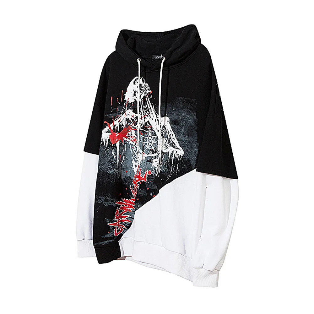 Новинка Готическая уличная одежда Толстовки с капюшоном в виде черепа Сезон