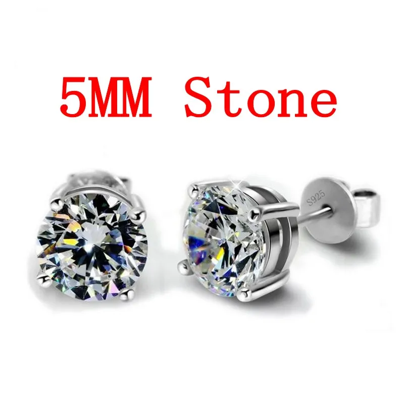 

Trendy 5mm/9mm Lab Diamond Stud Earring Real 925 sterling silver Jewelry Engagement Wedding Earrings for Women men Charm Gift