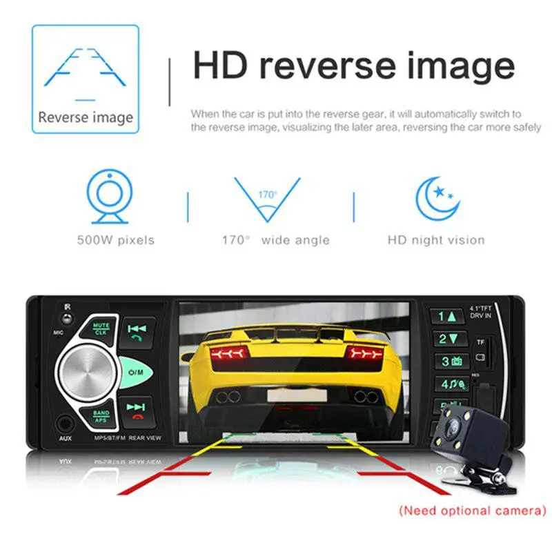 4.1 inch HD Multimedia Car MP5 Player Bluetooth Hands-free Calling Vehicle FM Radio 4022D Reverse Image Rear Camera | Автомобили и