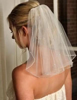 elegant beaded ivory white wedding veil short ivory bridal veils 1t 45cm with comb