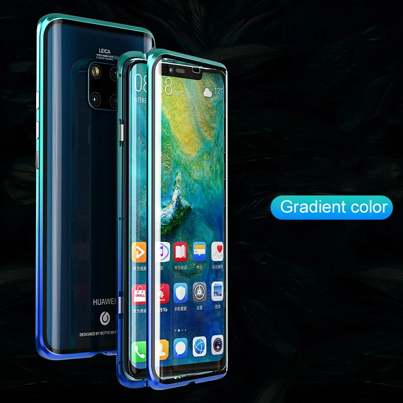Градиентный металлический 360 магнитный чехол для huawei P30 Pro P20 mate 20 полный корпус
