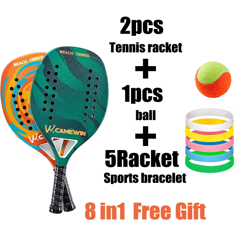 

Семейная ракетка для пляжа и тенниса из углеродного волокна, бесплатный подарок, мягкая ракетка 8 в 1 из ЭВА для лица, ракетка с сумкой для взр...