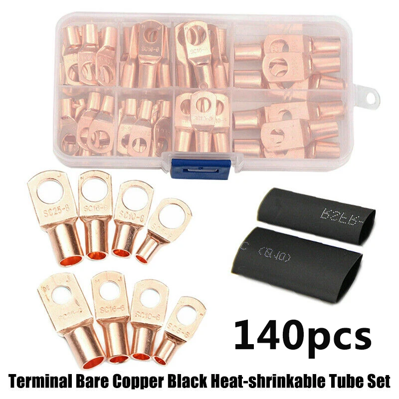 140 шт. медное кольцо наконечник термоусадочные трубки батарея провода разъемы