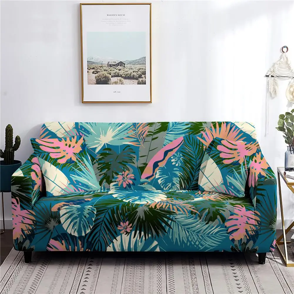 Чехол для дивана с тропическим листом хлопковый комплект эластичный чехол чехлы