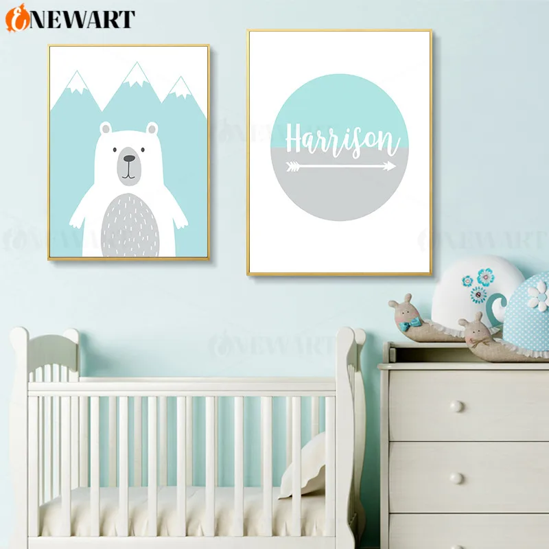 Пользовательское имя постер Детский Настенный художественный мультфильм