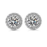 tianyu gems silver 2ct round moissanite diamond stud earrings 925 women 18k gold plated classic wedding earring gemstone jewelry