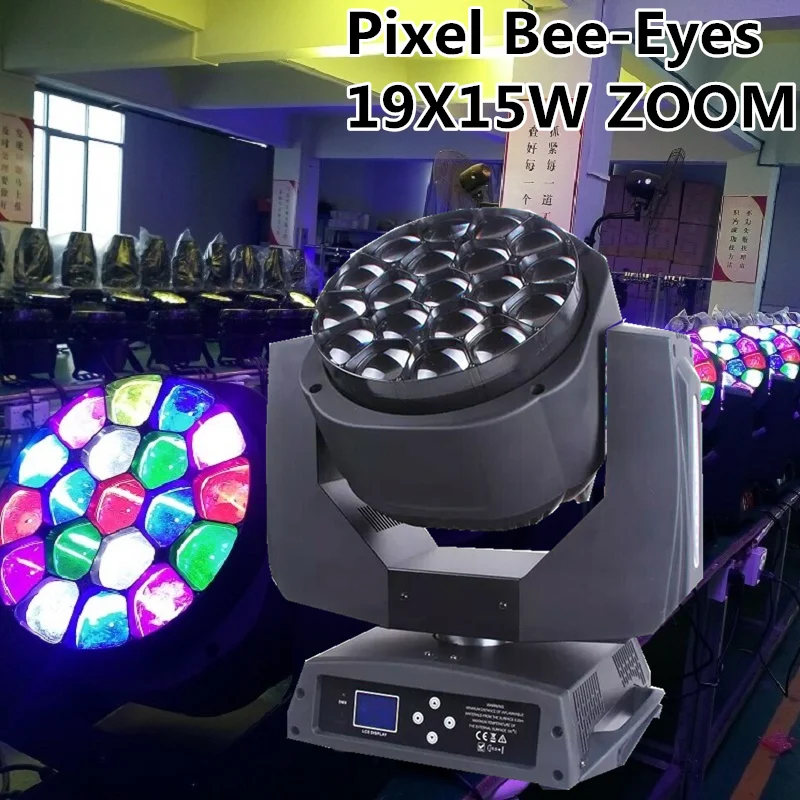 2 шт./лот LED Moving Head Beam 19X15W Bee Eye Matrix Wash Stage Light вечерние светильники Lyre Zoom DJ Lighting|Эффект