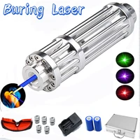 high powerful blue laser 2w torch 450nm 10000m focusable green red laser pointer pen flashlight burn match candle lit cigarette